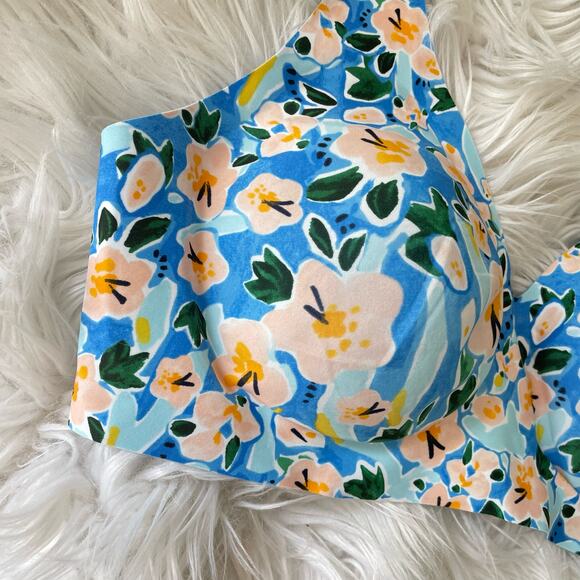 Knix Revolution Wireless Wire Free Seamless V Neck Bra Blue Floral 36 D DD 1+ - Picture 3 of 12